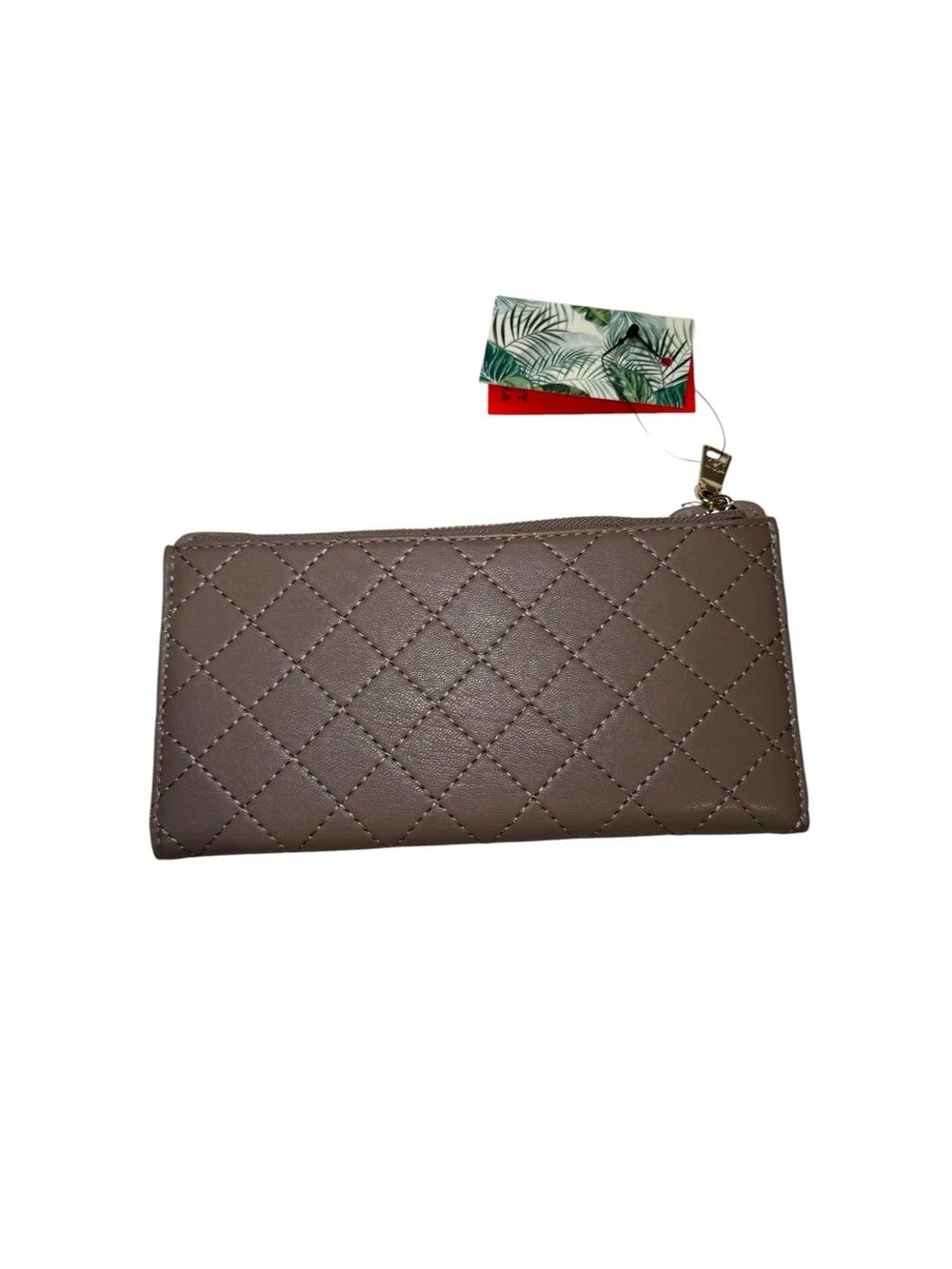 Badgley Mischka Diamond Quilting Long Card Wallet - Taupe